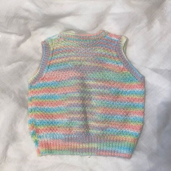 Vintage Handmade Pastel Crocheted Sweater Vest - Picture 3 of 5